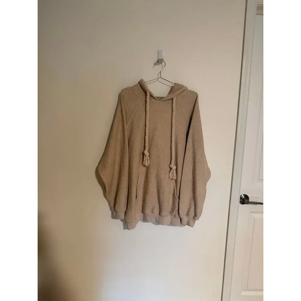 Free People Looped in Hoodie, Tea / Cream Combo, NWT, Size M - Picture 3 of 5